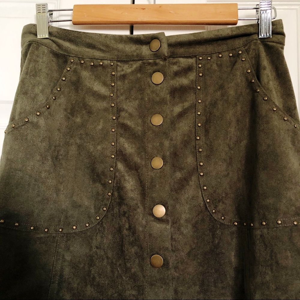 COTTON CANDY LA Green Suede Skirt M - Picture 3 of 5